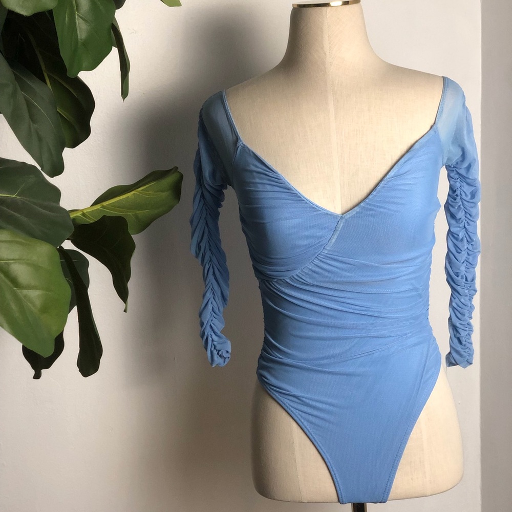 Fashion nova baby blue sheer Bodysuit